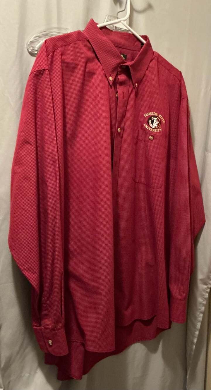 Florida State University Seminoles Antigua Red Plaid Button Shirt XL